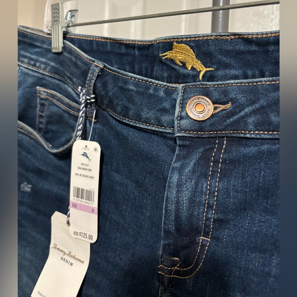 Tommy Bahama Dark Blue Denim Cropped Jeans - Picture 3 of 9
